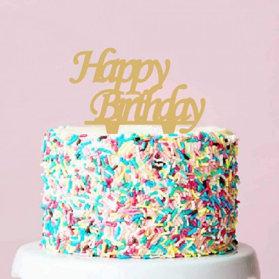 Topper τούρτας Happy Birthday χρυσό