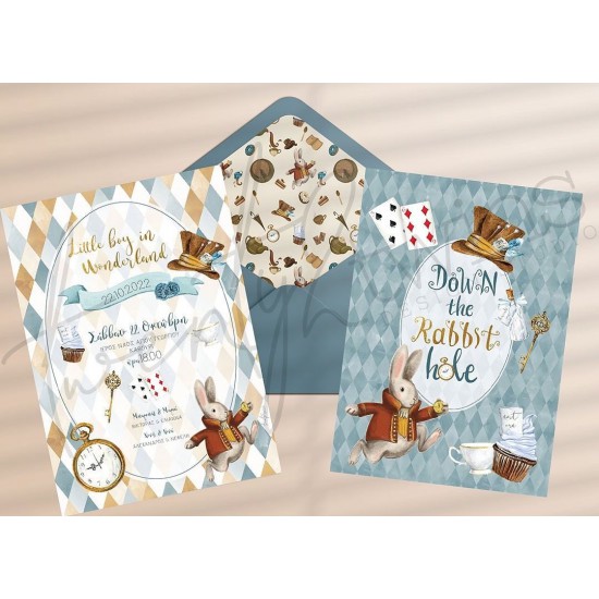 Προσκλητήριο Βάπτισης  wonderland rabbit Twenty2Twins
