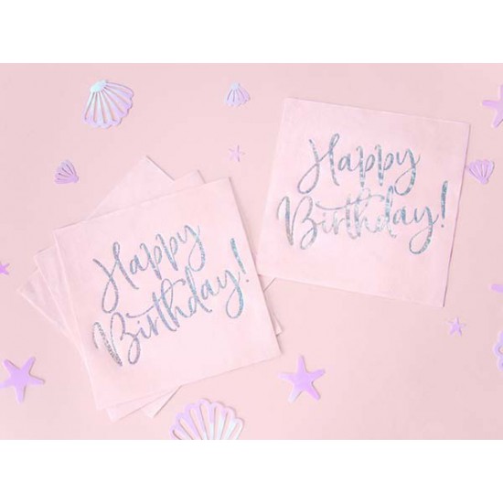 Χαρτοπετσέτες απαλό ροζ “Happy Birthday”