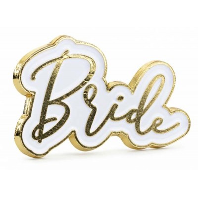 Μεταλλική χρυσή καρφίτσα “Bride”